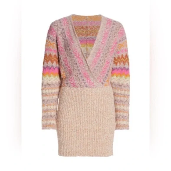 Free People - Forever Fairisle Dress in Strawberry Combo - Picture 2 of 7